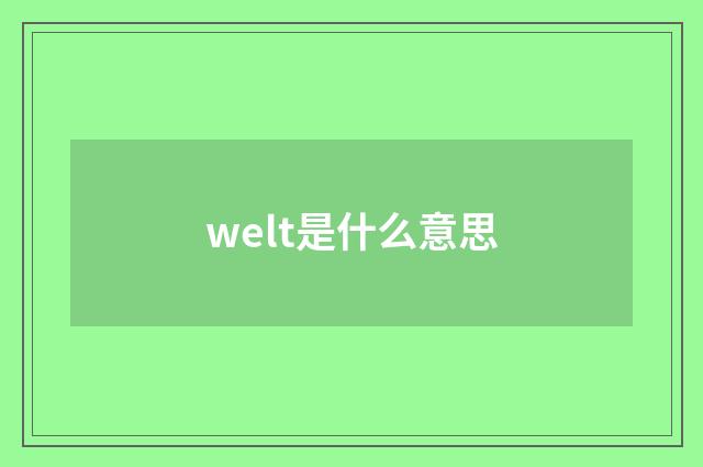 welt是什么意思