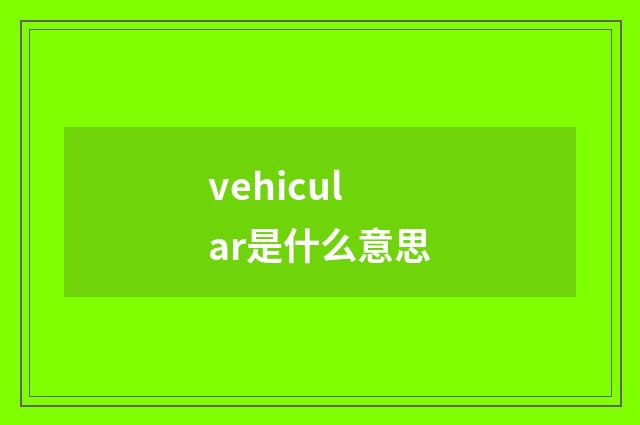 vehicular是什么意思