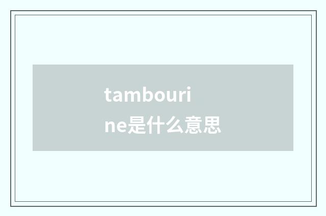 tambourine是什么意思