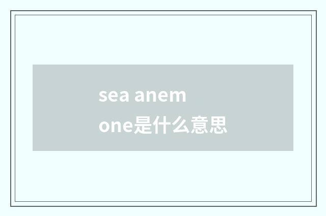 sea anemone是什么意思