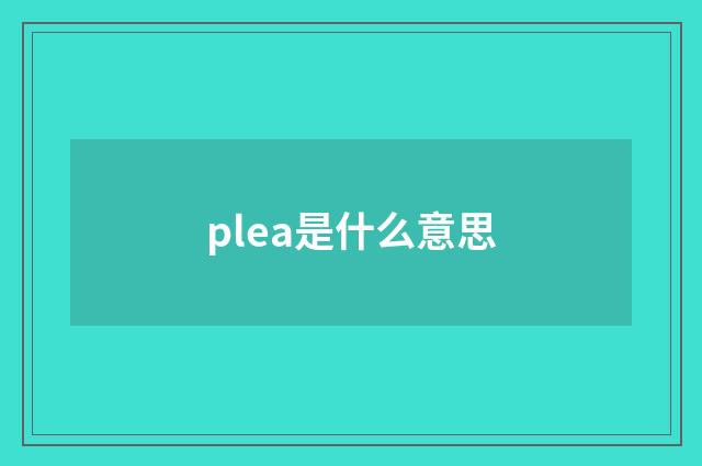 plea是什么意思