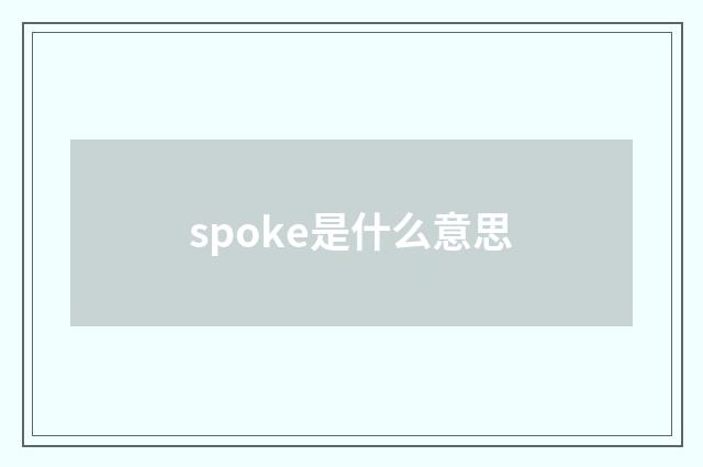 spoke是什么意思