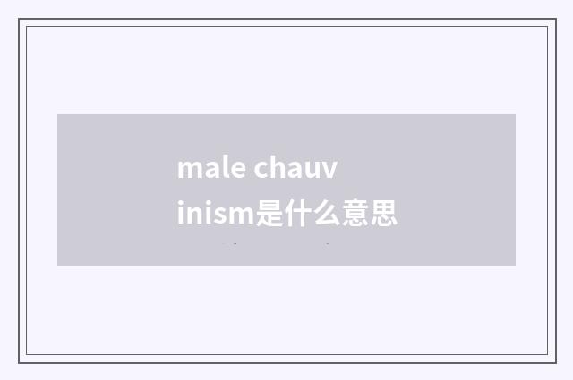 male chauvinism是什么意思