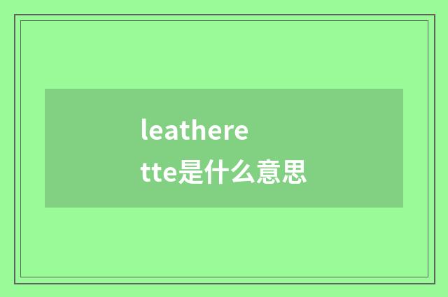 leatherette是什么意思