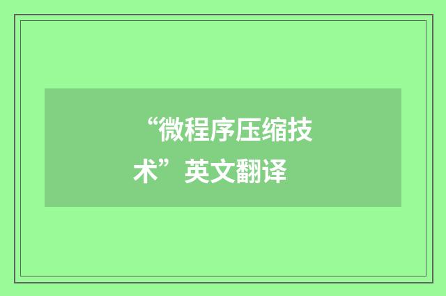 “微程序压缩技术”英文翻译