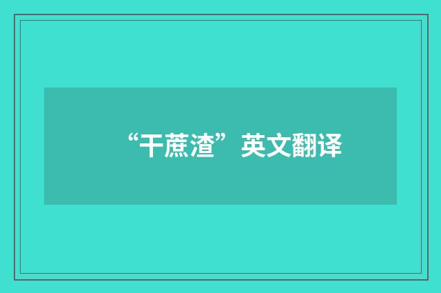 “干蔗渣”英文翻译