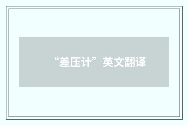 “差压计”英文翻译