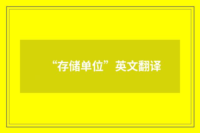 “存储单位”英文翻译