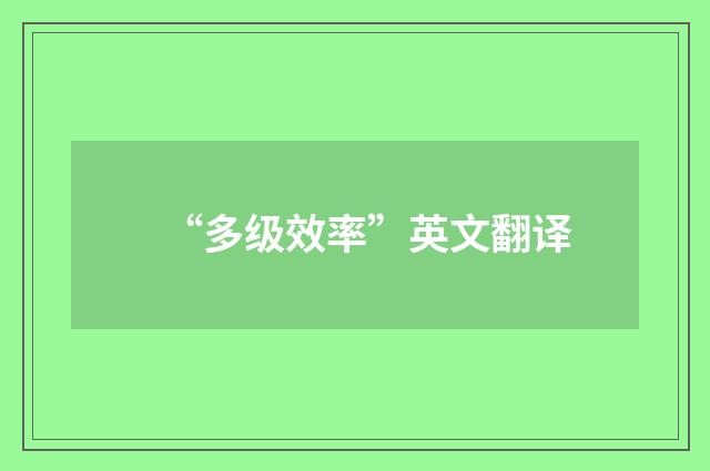 “多级效率”英文翻译