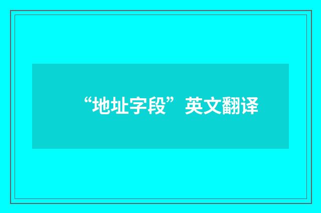 “地址字段”英文翻译