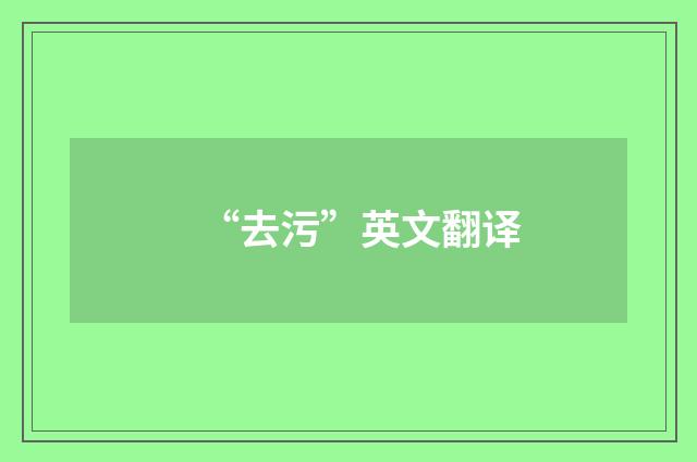“去污”英文翻译