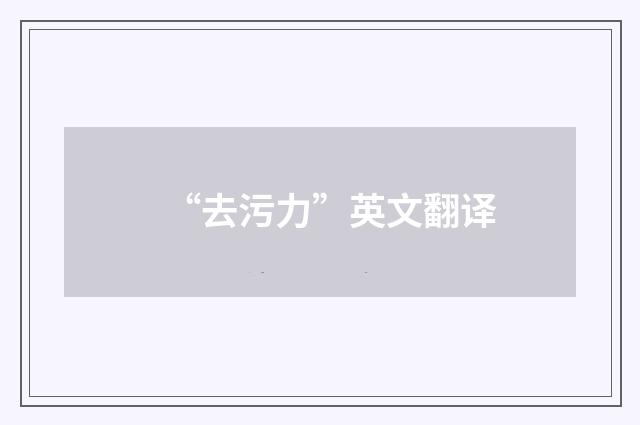 “去污力”英文翻译