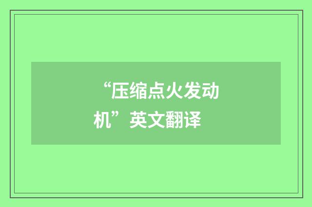 “压缩点火发动机”英文翻译