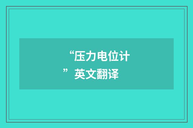“压力电位计”英文翻译