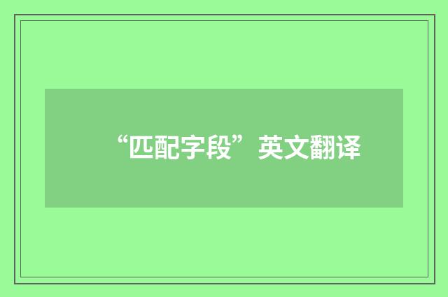 “匹配字段”英文翻译