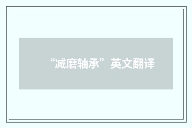 “减磨轴承”英文翻译