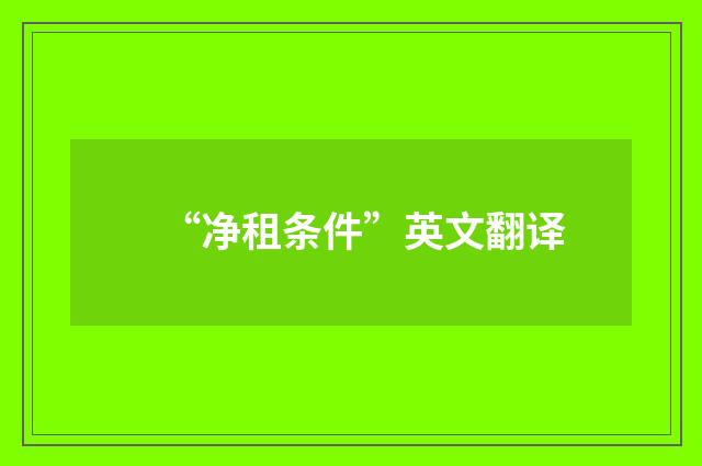 “净租条件”英文翻译