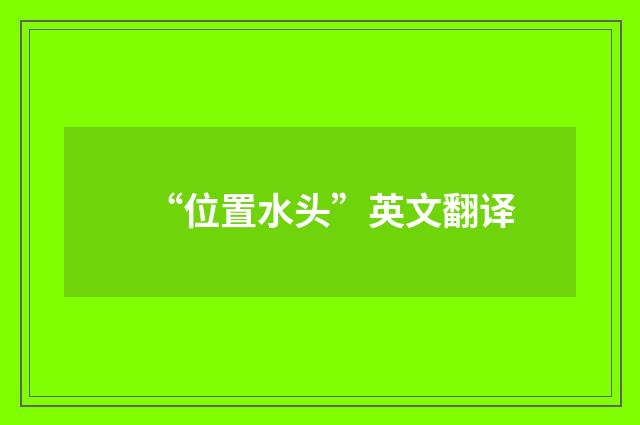 “位置水头”英文翻译