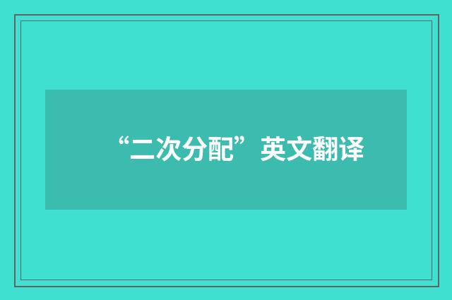 “二次分配”英文翻译