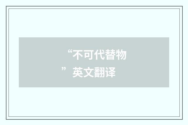 “不可代替物”英文翻译