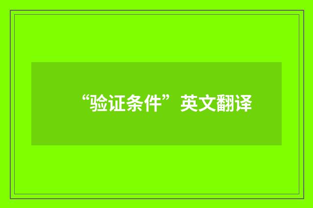 “验证条件”英文翻译