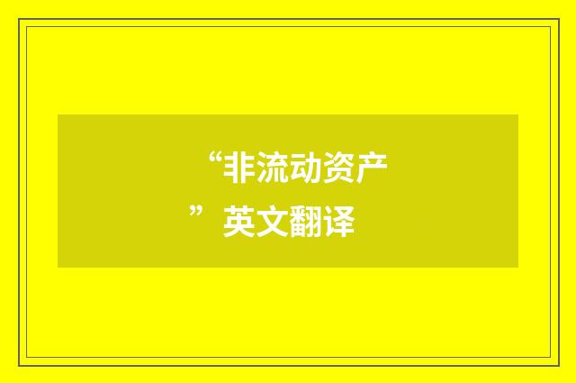 “非流动资产”英文翻译