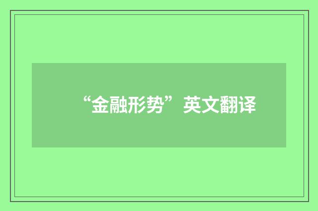 “金融形势”英文翻译