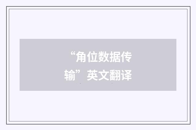 “角位数据传输”英文翻译