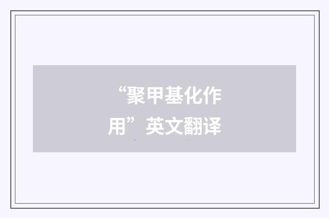 “聚甲基化作用”英文翻译