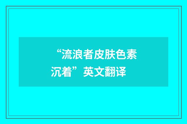 “流浪者皮肤色素沉着”英文翻译