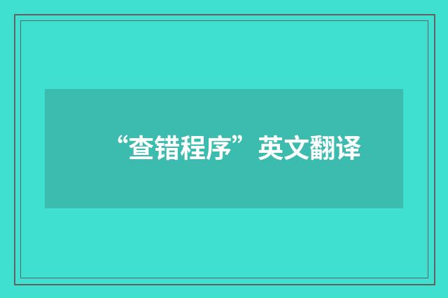 “查错程序”英文翻译
