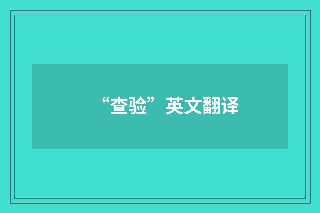 “查验”英文翻译