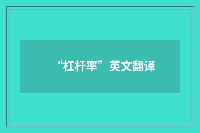 “杠杆率”英文翻译