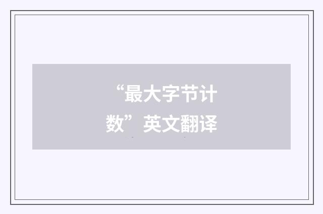 “最大字节计数”英文翻译