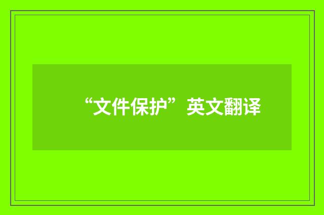 “文件保护”英文翻译