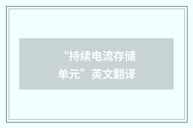 “持续电流存储单元”英文翻译