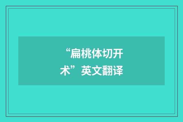 “扁桃体切开术”英文翻译