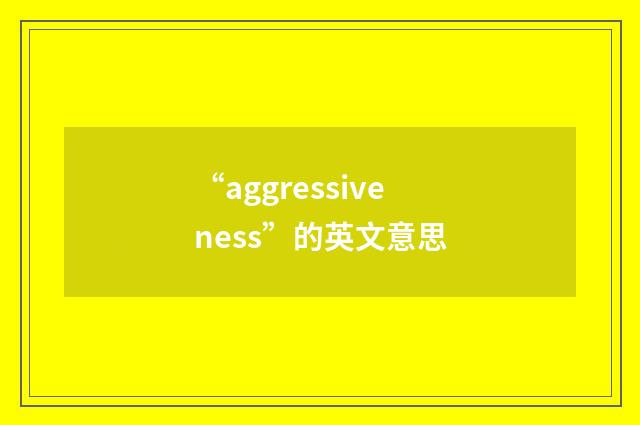 “aggressiveness”的英文意思
