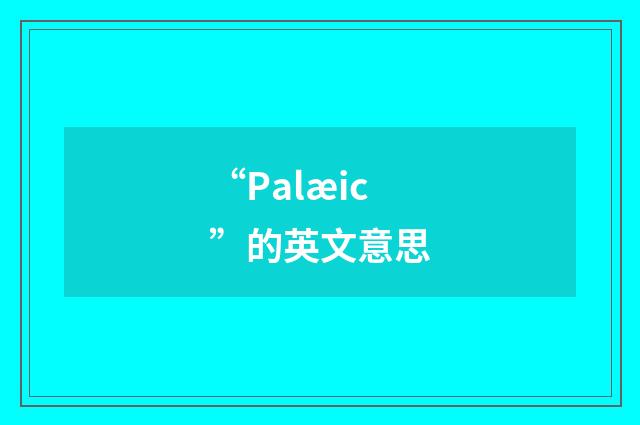 “Palæic”的英文意思