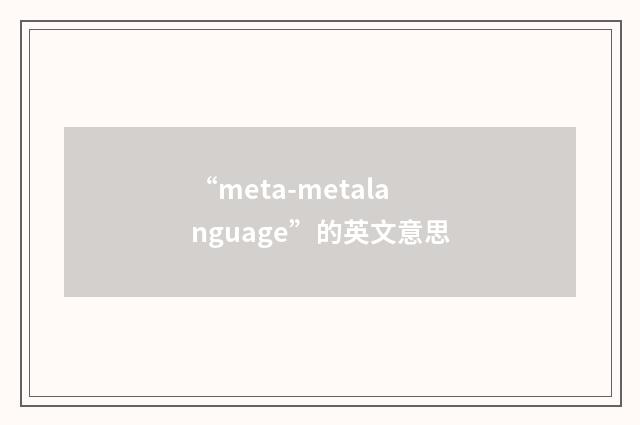 “meta-metalanguage”的英文意思