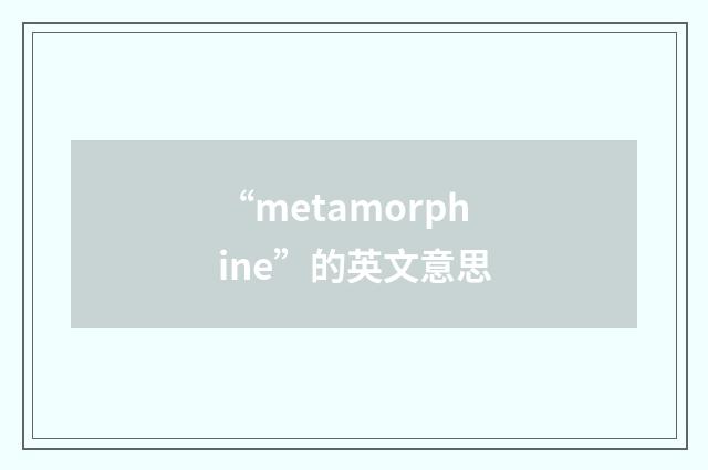 “metamorphine”的英文意思
