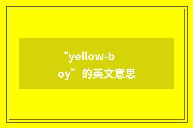 “yellow-boy”的英文意思
