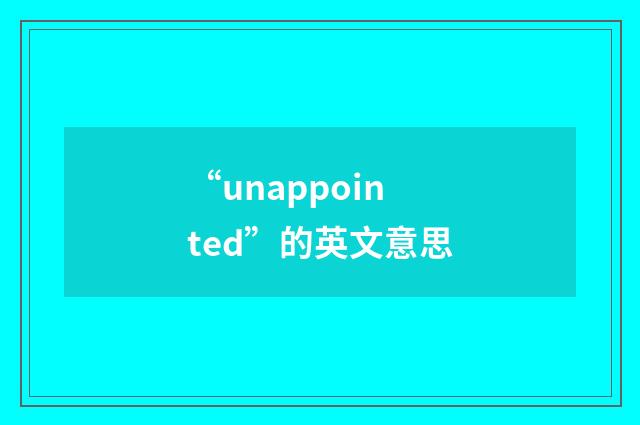 “unappointed”的英文意思