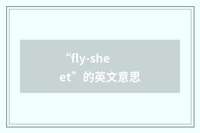 “fly-sheet”的英文意思