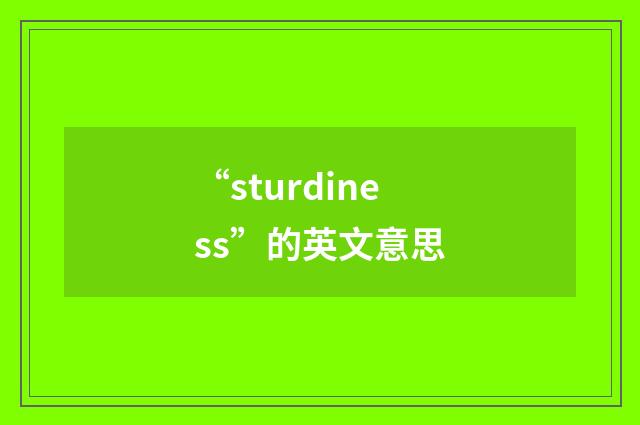 “sturdiness”的英文意思