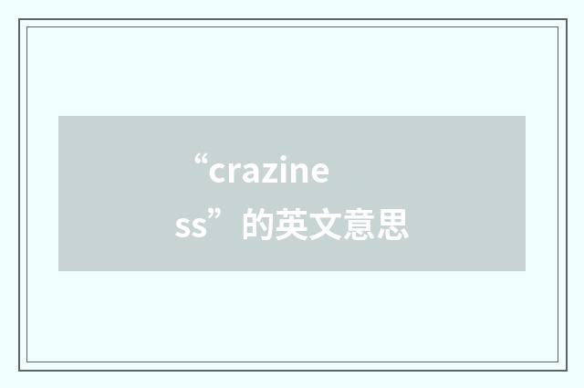 “craziness”的英文意思