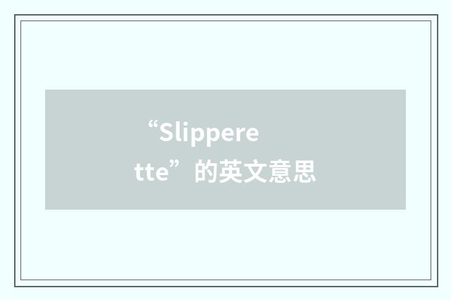“Slipperette”的英文意思