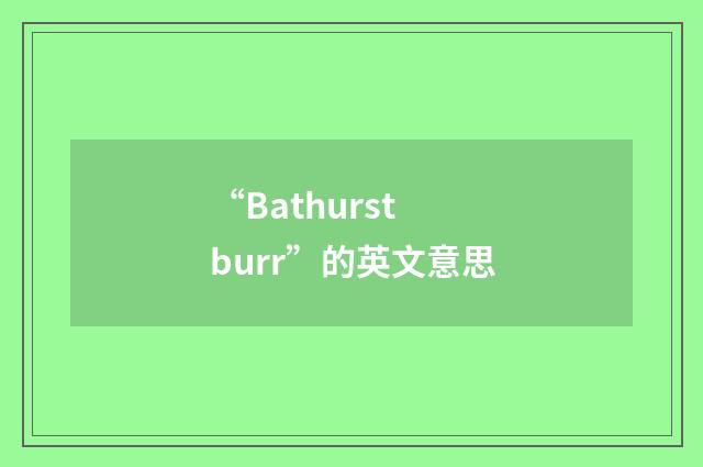 “Bathurst burr”的英文意思