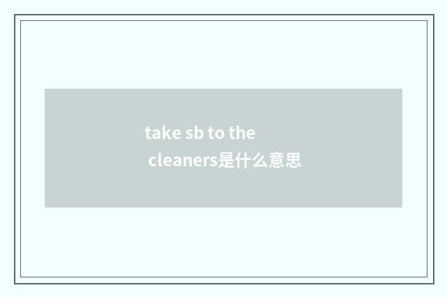 take sb to the cleaners是什么意思
