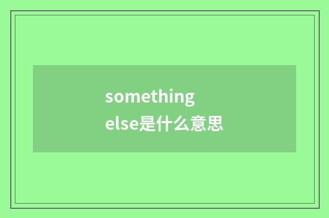 something else是什么意思